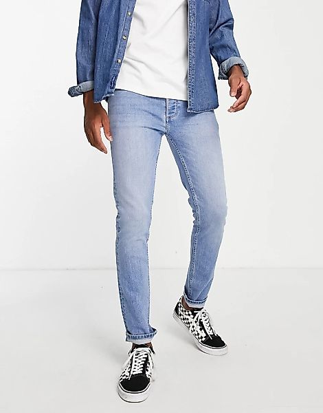 Topman – Eng geschnittene Stretch-Jeans in Puderblau günstig online kaufen