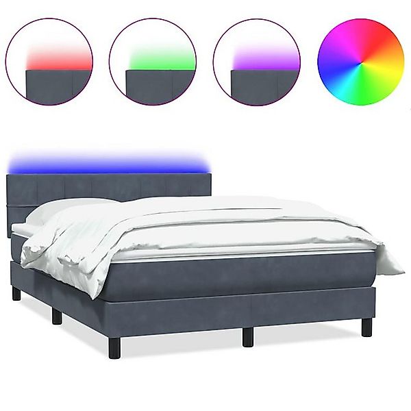 vidaXL Boxspringbett, Boxspringbett mit Matratze Dunkelgrau 140x210 cm Samt günstig online kaufen