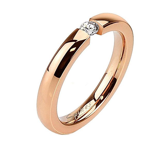 viva-adorno Fingerring Edelstahl Damen Ring Rosegold glänzend Zirkonia Soli günstig online kaufen
