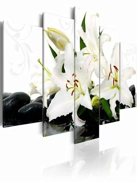 artgeist Wandbild Lilies and zen stones mehrfarbig Gr. 200 x 100 günstig online kaufen