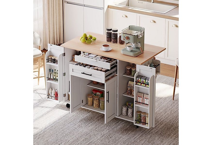 Flieks Küchenwagen mit erweiterbarer Arbeitsplatte, Rollen und verstellbare günstig online kaufen