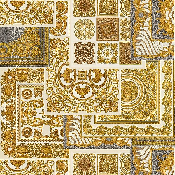 PROFHOME 370484-GU Barock Tapete Design schimmernd Gold Silber Grau 7,035 m günstig online kaufen