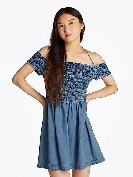 Tommy Jeans Midikleid TJW CHAMBRAY FIT & FLARE DRESS mit Bindeband, in blau günstig online kaufen
