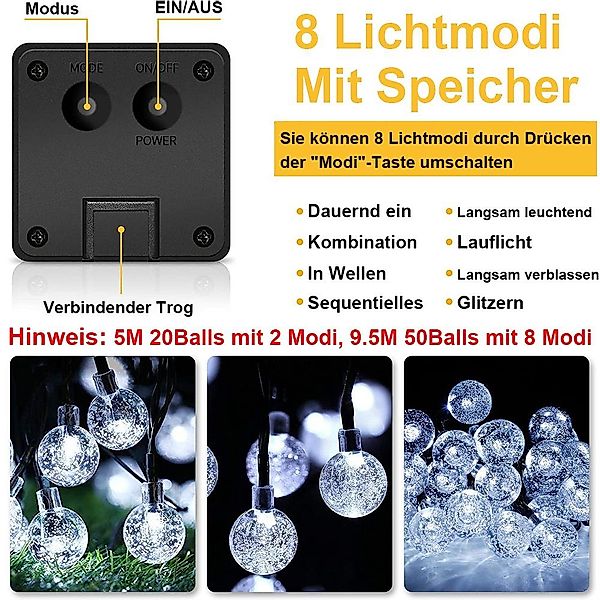 MUPOO Lichterkette Solar Lichterkette Aussen, 20LED/50 günstig online kaufen