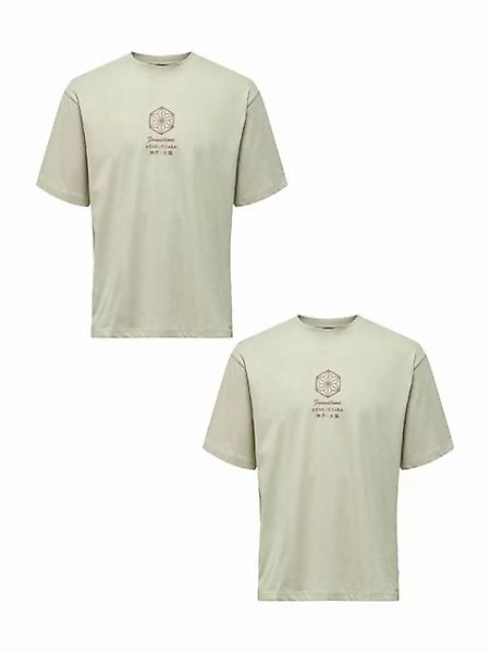 ONLY & SONS T-Shirt T-Shirt 2er-Set Rundhals Kurzarm (1-tlg) 7638 in Grau-2 günstig online kaufen