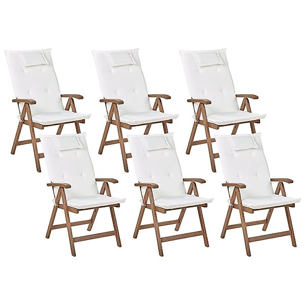 Beliani Gartenstuhl Dunkler Holzfarbton Weiss 69x54x105 günstig online kaufen