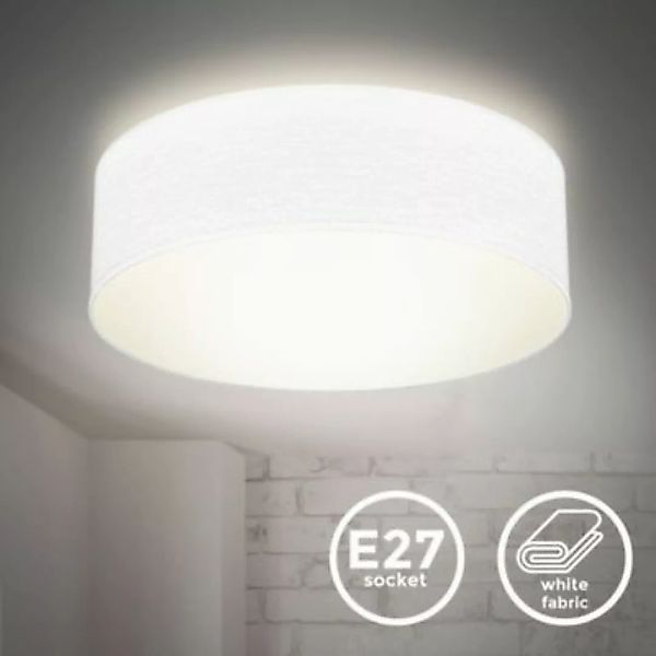 B.K.Licht Deckenleuchte Stoff weiß Textilschirm E27 Deckenlampe Wohnzimmer günstig online kaufen