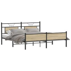 vidaXL Bett Metallbett ohne Matratze Sonoma-Eiche günstig online kaufen