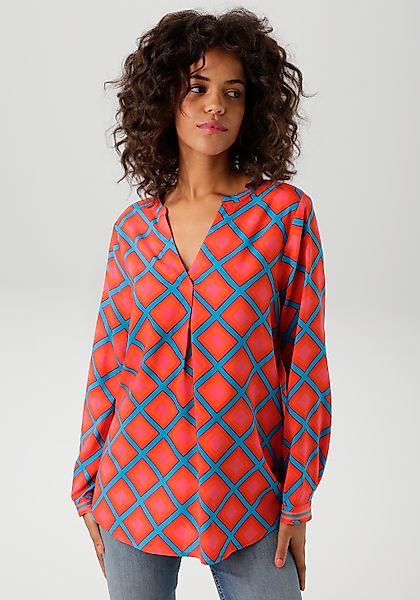 Aniston CASUAL Schlupfbluse, mit farbenfrohen, fantasievollen Karo-Dessin günstig online kaufen