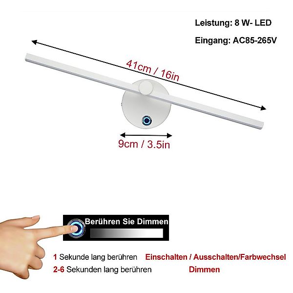 JOYOLEDER LED Wandleuchte Spiegel-Leuchte, 350° Drehbare, günstig online kaufen