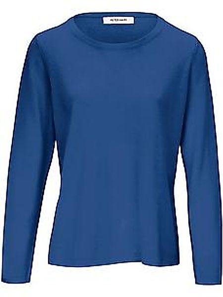 Rundhals-Pullover aus Schurwolle und Kaschmir Peter Hahn blau günstig online kaufen