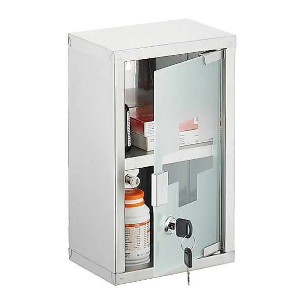 relaxdays Medizinschrank Abschließbarer Medizinschrank Edelstahl günstig online kaufen