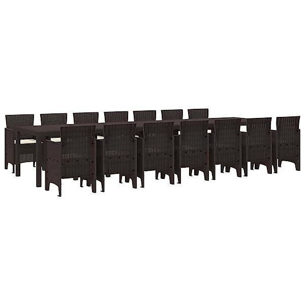 vidaXL Garten Essgruppe 15-Tlg Braun Poly Rattan 3378801 günstig online kaufen