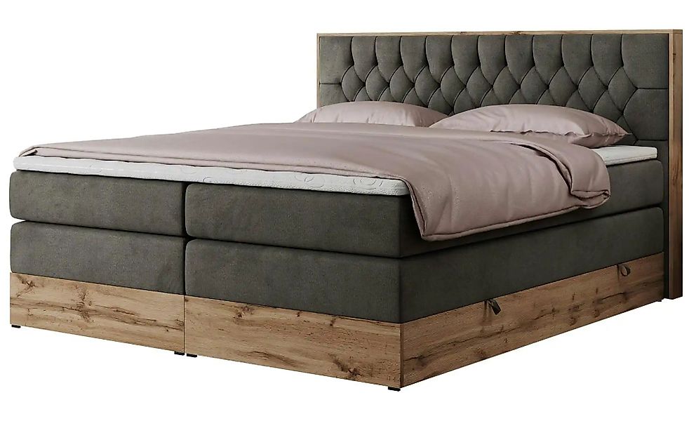 Boxspringbett mit Bettkasten Amore King ¦ grau ¦ Maße (cm): B: 148 H: 115 B günstig online kaufen