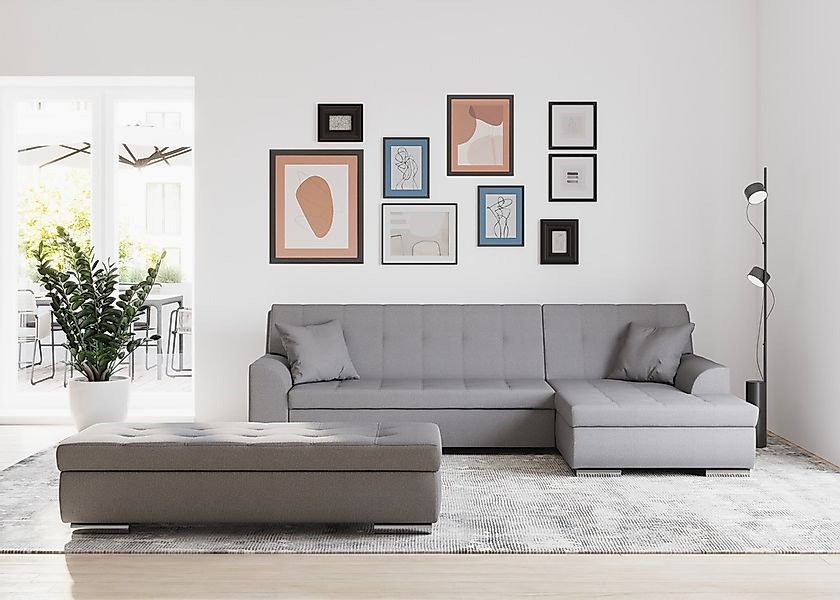 DOMO collection Ecksofa Treviso, wahlweise mit Bettfunktion, incl. Zierkiss günstig online kaufen