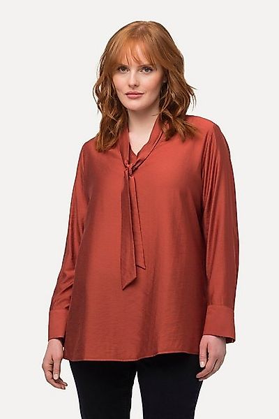 Ulla Popken Longbluse Schluppen-Bluse Mikrostreifen V-Ausschnitt Langarm günstig online kaufen