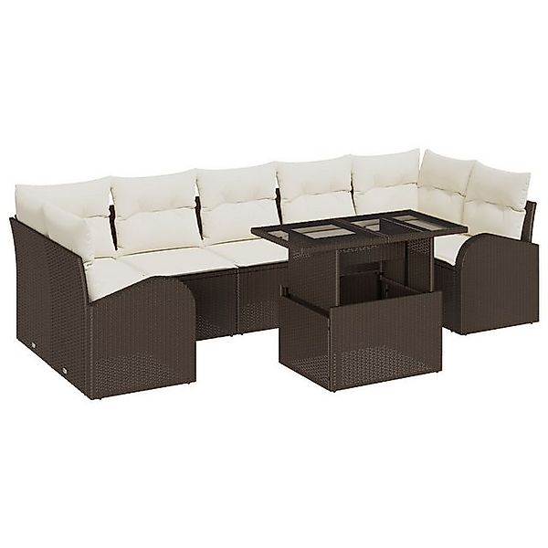 vidaXL Loungesofa 8-teiliges Garten-Sofa-Set mit Kissen Braun Poly-Rattan, günstig online kaufen