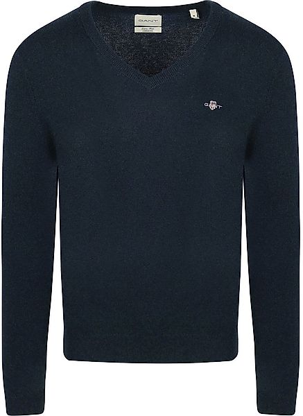 Gant Pullover V-Ausschnitt Wool Blend Navy Melange - Größe 3XL günstig online kaufen
