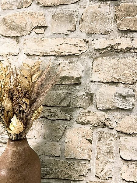 Newroom Vliestapete, Creme Tapete Modern Stein - Steintapete Steinoptik Bei günstig online kaufen