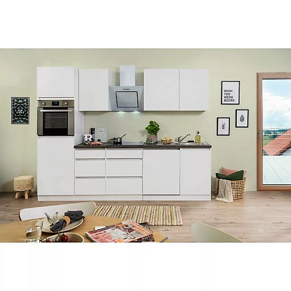 Respekta Küchenzeile ohne E-Geräte 280 cm Grifflos Weiß Matt günstig online kaufen
