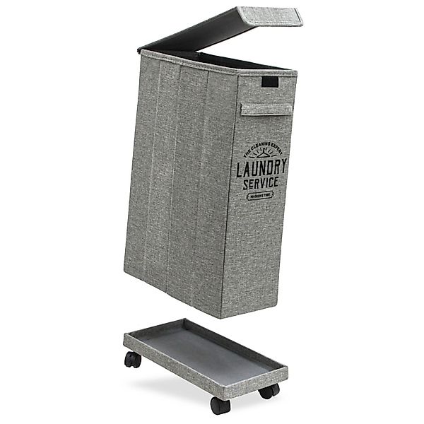 DuneDesign Wäschekorb mit Deckel und Rollen - Schmale 50L Wäschebox - Nisch günstig online kaufen