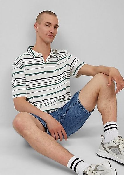 QS Kurzarmshirt Gestreiftes Polo-T-Shirt aus schwerem Jersey günstig online kaufen