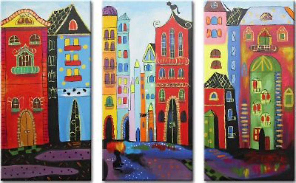 YS-Art™ "Gemälde Acryl ""Traumstadt"" handgemalt auf Leinwand 120x60 cm" bu günstig online kaufen