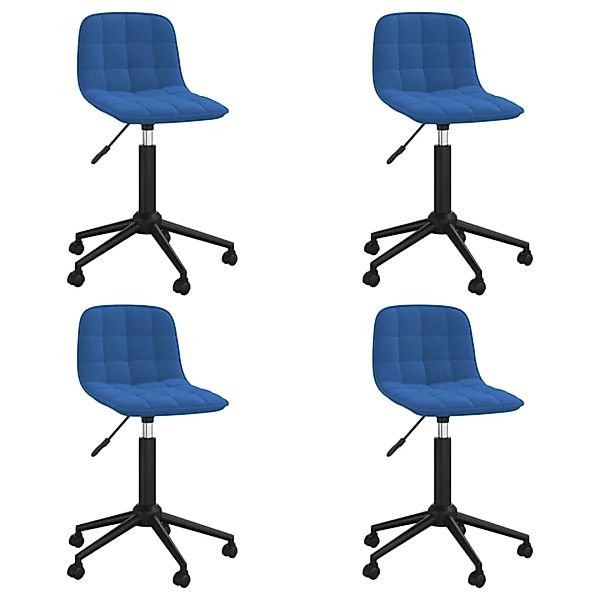 Esszimmerstühle 4 Stk. Drehbar Blau Samt günstig online kaufen