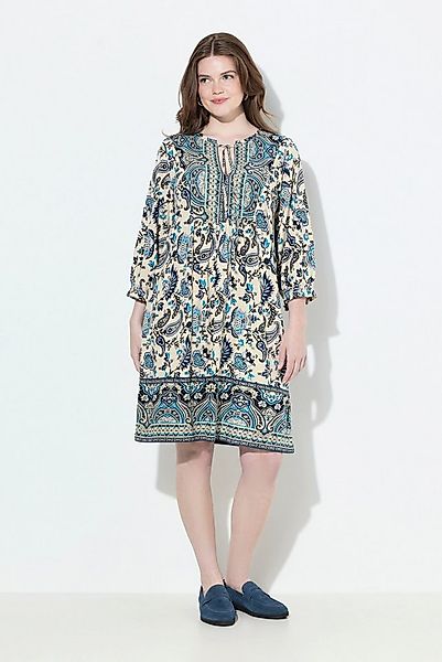 Ulla Popken Minikleid Kleid Boho-Druck A-Linie Rundhals 3/4-Arm günstig online kaufen