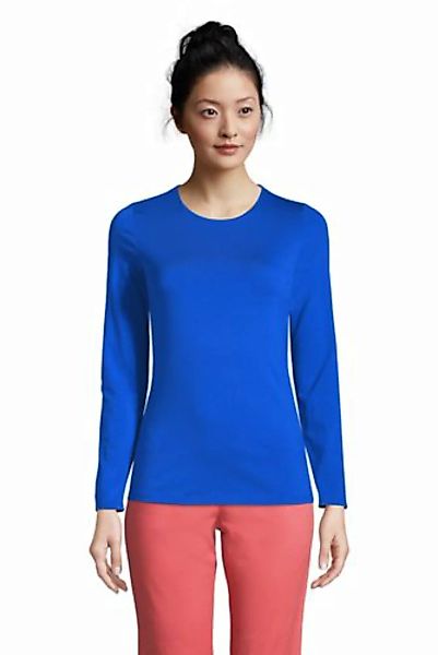 Shirt aus Baumwoll/Modalmix, Damen, Größe: S Normal, Blau, by Lands' End, T günstig online kaufen