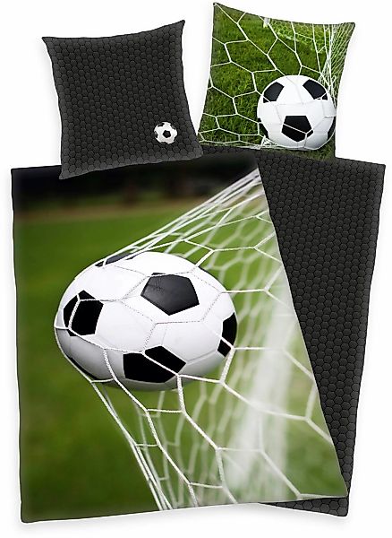 Herding Young Collection Wendebettwäsche "Fußball" 2 Stk. mit Ball im Netz günstig online kaufen