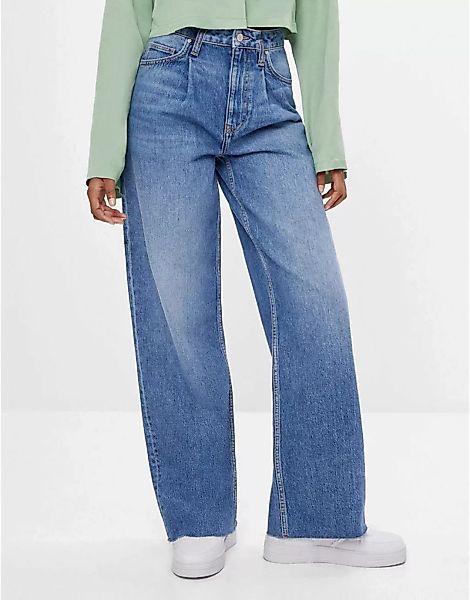Bershka – Jeans mit weitem Bein im Stil der 90er-Jahre in Blau günstig online kaufen