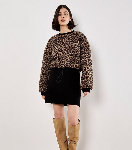 Apricot Rundhalspullover Boucle Jumper mit Animalprint günstig online kaufen