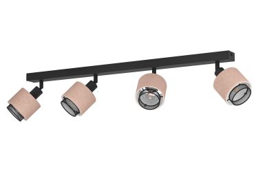 Deckenstrahler Rosley, Länge 75 cm, schwarz/natur, 4-flg., günstig online kaufen