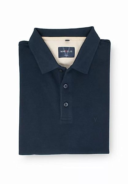 MARVELIS Poloshirt Poloshirt - Piqué - Einfarbig - Marine günstig online kaufen