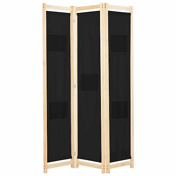 vidaXL 3-teiliger Raumteiler Schwarz 120 x 170 x 4 cm Stoff günstig online kaufen