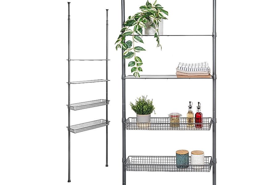 bremermann Teleskopregal 2 Körbe, 2 Ablagen, Teleskopstange bis max. ca. 29 günstig online kaufen