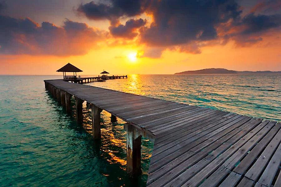 Papermoon Fototapete »HOLZ-BRÜCKE-STEG MEER OZEAN SEE THAILAND STRAND SONNE günstig online kaufen