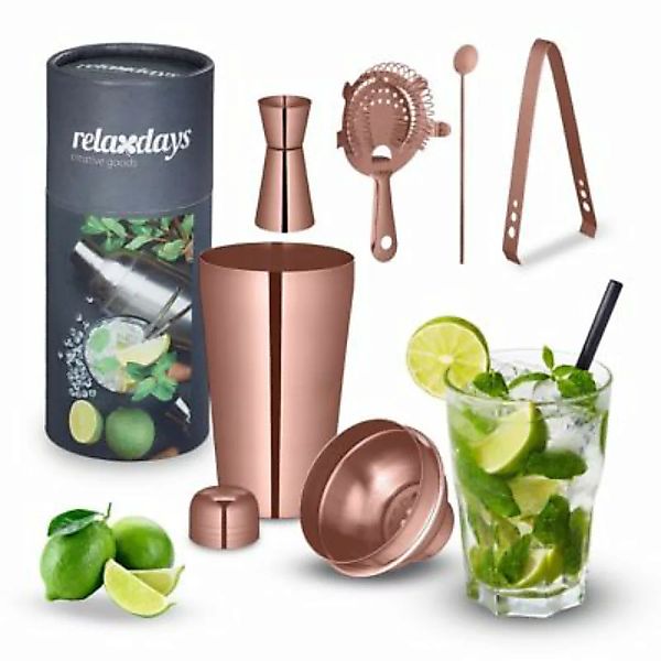 relaxdays 5-teiliges Cocktail Shaker Set bronze günstig online kaufen