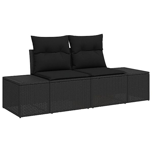 vidaXL Loungesofa 6-teiliges Garten-Sofa-Set mit Kissen Schwarz Poly-Rattan günstig online kaufen