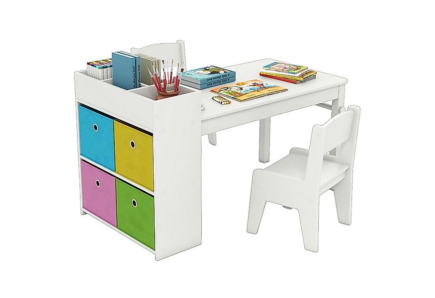 COSTWAY Kindersitzgruppe, (3-tlg), Kinderschreibtisch mit 2 Stühlen, Papier günstig online kaufen