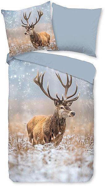 good morning Wendebettwäsche »Jolly«, Biber, 135x200, Winter, Warm, Reißver günstig online kaufen