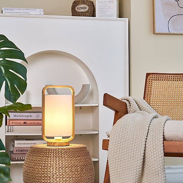 Pauleen Tischleuchte »Woody Charm max. 20W Holz / Stoff«, 1 flammig, Leucht günstig online kaufen
