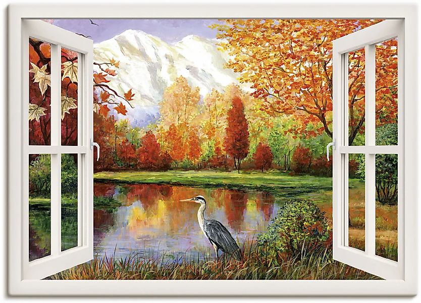 Artland Leinwandbild "Herbst am See" Fensterblick 1 Stk. tlg. als Leinwandb günstig online kaufen