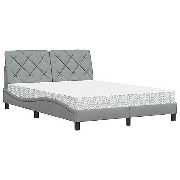 vidaXL Bettgestell Bett mit Matratze Hellgrau 120x200 cm Stoff günstig online kaufen