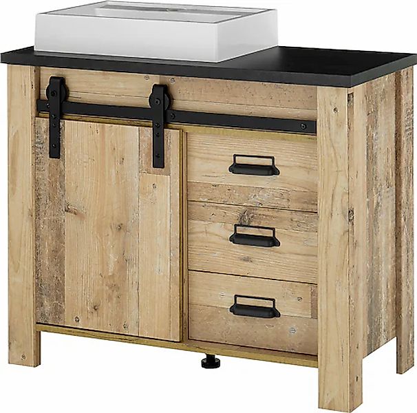 Home affaire Waschtisch "SHERWOOD", Holz, Scheunentorbeschlag und Apotheker günstig online kaufen