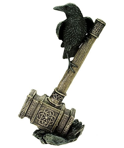 Vogler Dekofigur Rabe Munin auf Thor's magischem Hammer Mjölnir Kriegshamme günstig online kaufen