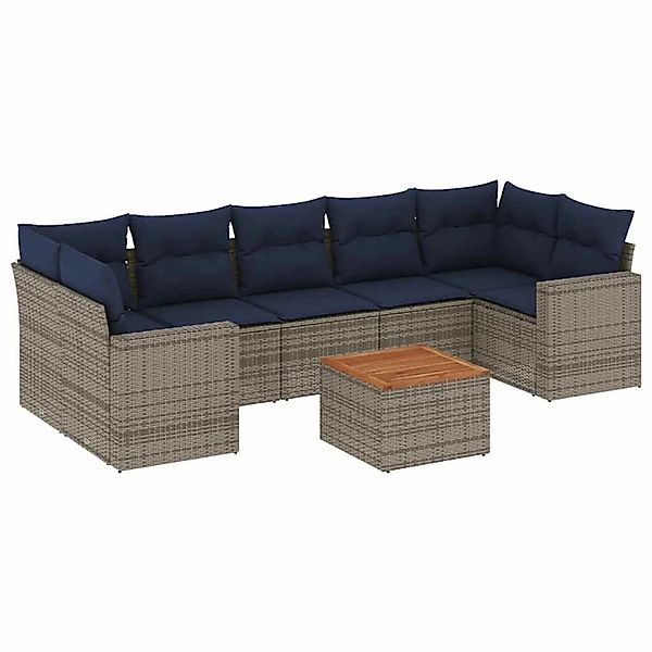 vidaXL 8-Tlg Garten-Sofagarnitur mit Kissen Grau Poly Rattan 3256369 günstig online kaufen