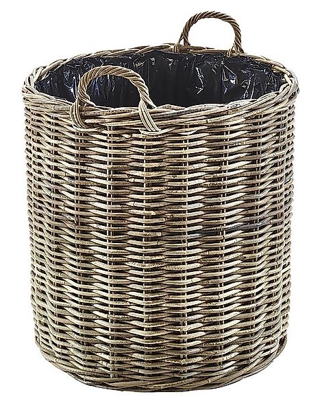 Kobolo Pflanzkübel Pflanzkorb aus grauem Rattan mit Folie groß günstig online kaufen