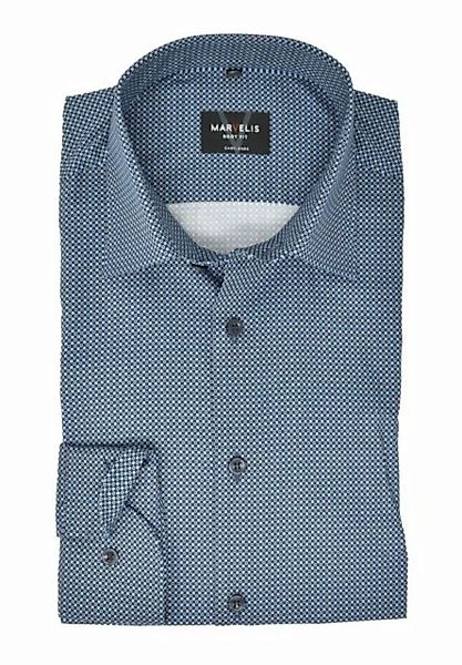 MARVELIS Businesshemd Businesshemd - Body Fit - Langarm - Muster - Blau günstig online kaufen